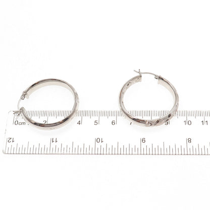 Annika Witt 925 Sterling Silver Diamond-Pattern In & Out Hoop Earrings