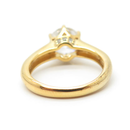 925 Sterling Silver Gold Plated Round-Cut C Z Ring Size 5.25