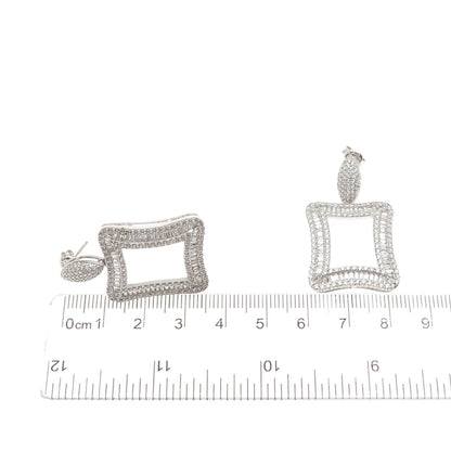925 Sterling Silver Tapered Baguette & Round-Cut C Z Dangle Earrings