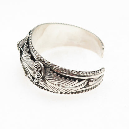 Annie Chapo Navajo Old Pawn 925 Sterling Vintage Floral Adjustable Bracelet 6"