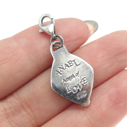 925 Sterling Silver Vintage Anael Angel of Love Lobster Lock Charm Pendant