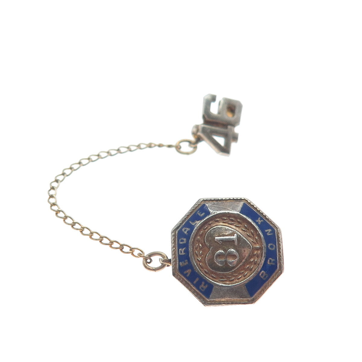 925 Sterling Silver Antique 1946 Enamel Public School 81 Riverdale Bronx Pin