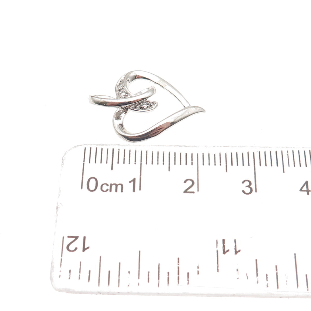 925 Sterling Silver Round-Cut C Z Heart Mini Charm Pendant