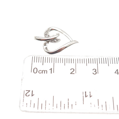 925 Sterling Silver Round-Cut C Z Heart Mini Charm Pendant