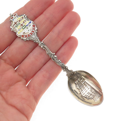 925 Sterling Antique 1901 Canada Enamel Provincial Building Halifax Coffee Spoon