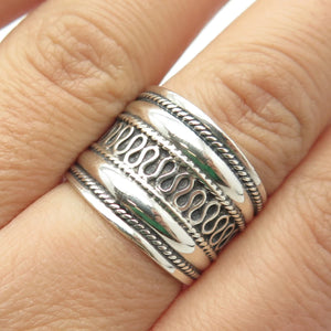 925 Sterling Silver Vintage Eternal Curve Wide Ring Size 7.75