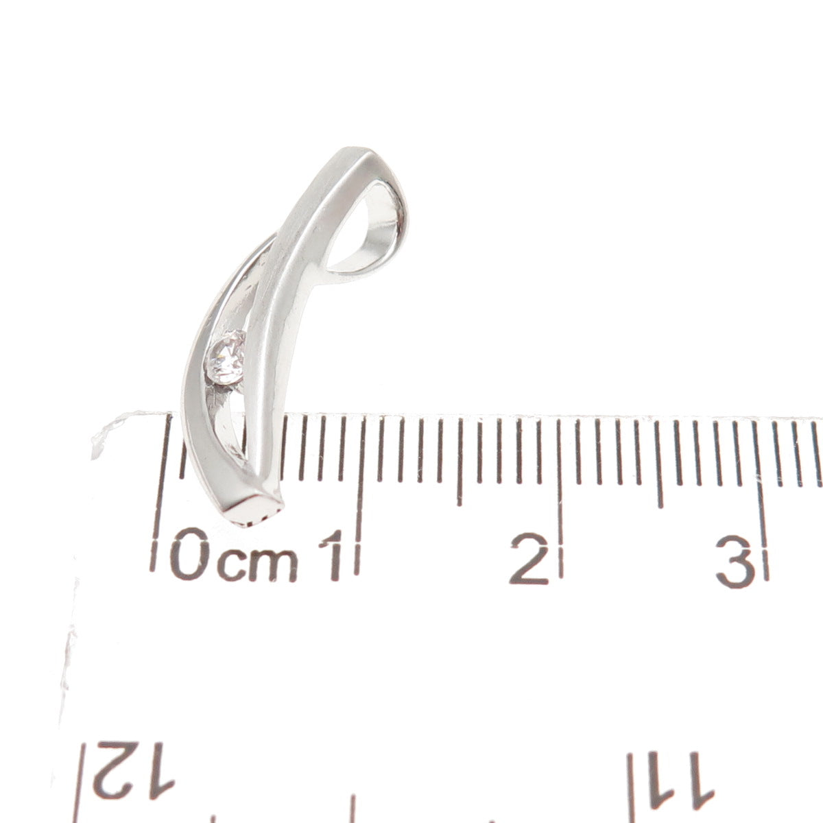 925 Sterling Silver Round-Cut C Z Modernist Mini Slide Charm Pendant