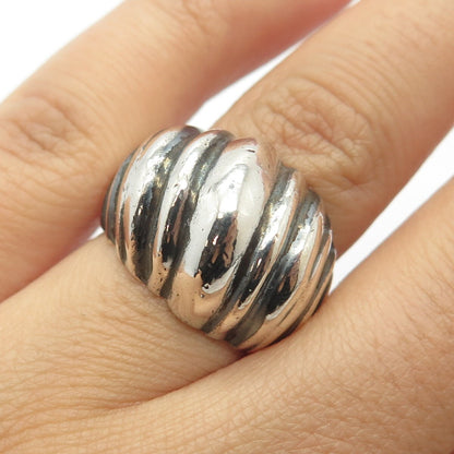 925 Sterling Silver Vintage Mexico Ribbed Ring Size 7.25