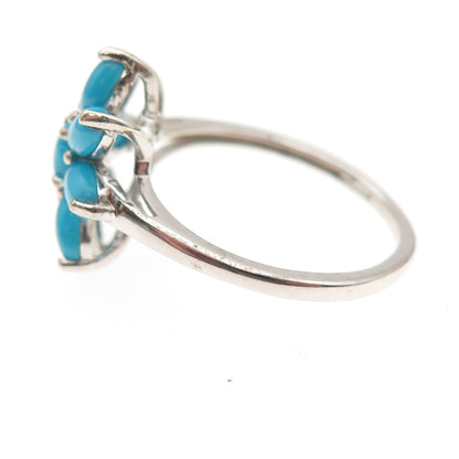 Chuck Clemency Sterling Silver Real Sleeping Beauty Turquoise Floral Ring Size 8