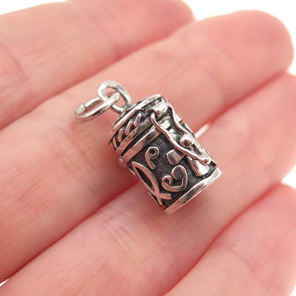 925 Sterling Silver Vintage Cross Prayer Box / Urn Oxidized Charm Pendant