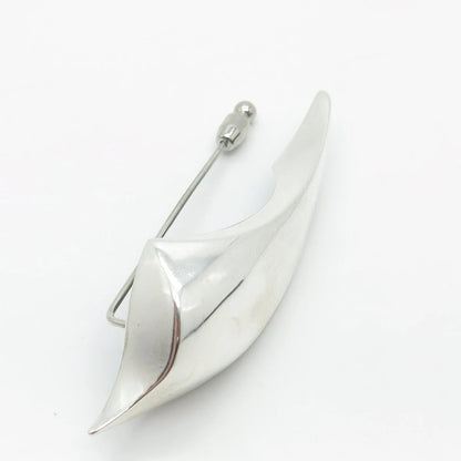 925 Sterling Silver Vintage Fang Lapel Pin
