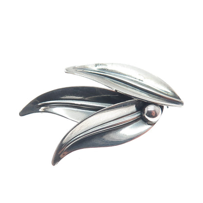 N.E. FROM 925S Sterling Silver Vintage Denmark Floral Oxidized Pin Brooch