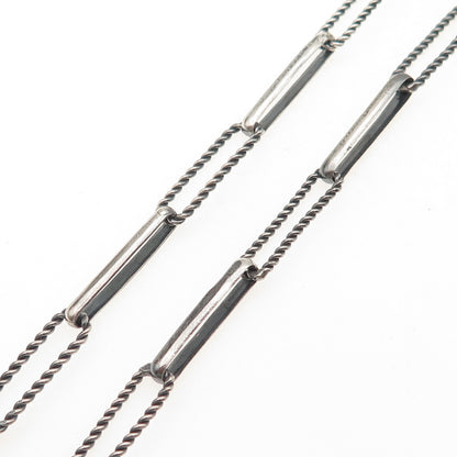 800 Silver Vintage Egypt Paperclip Chain Oxidized Necklace 32" (missing lock)