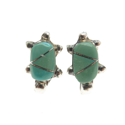 Old Pawn 925 Sterling Vintage Southwestern Turquoise Turtle Tribal Earrings