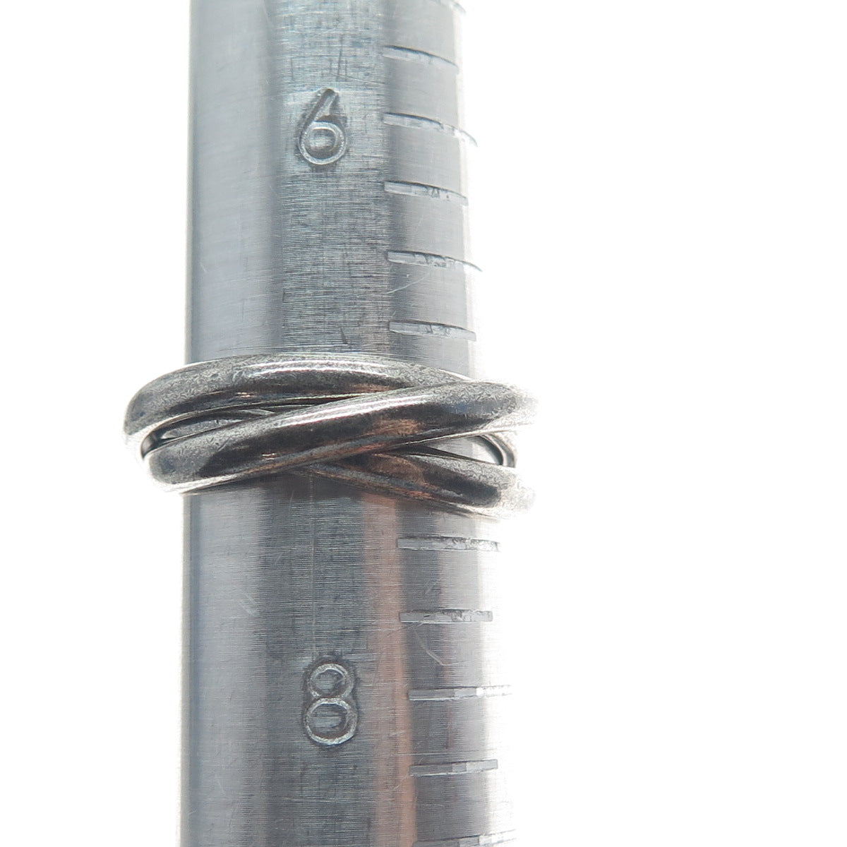 925 Sterling Silver Vintage Mexico Trinity Interlocked Band Ring Size 7.25