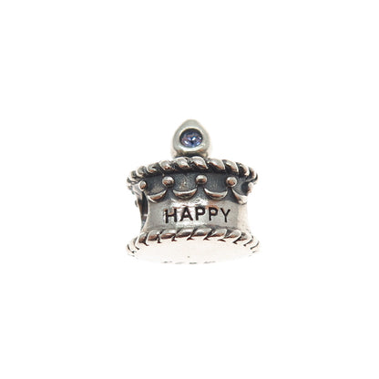 OHM 925 Sterling Silver Round-Cut Purple C Z June Birthday Cake Bead Charm