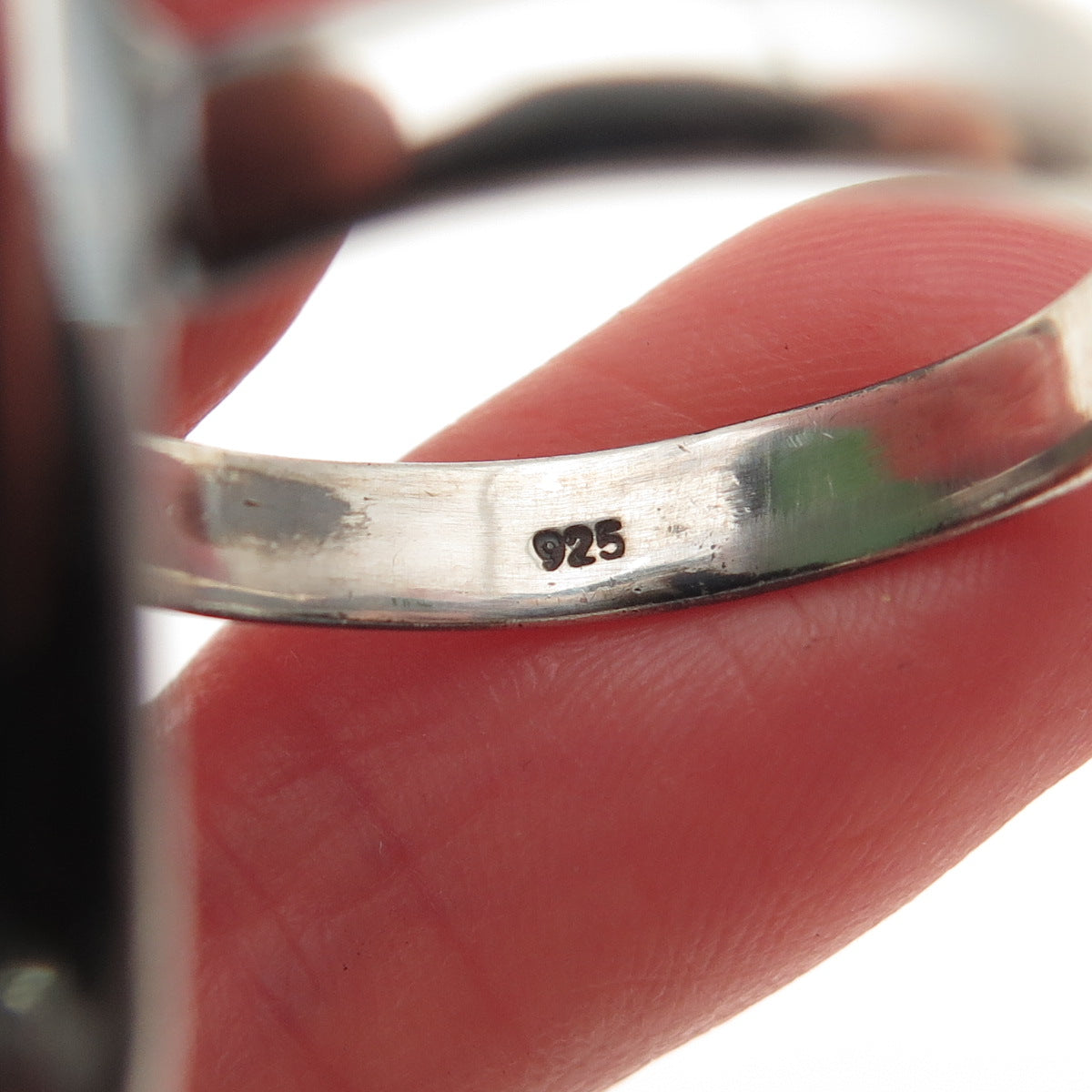 925 Sterling Silver Vintage Real Cabochon Chrysoprase Oxidized Ring Size 11.25