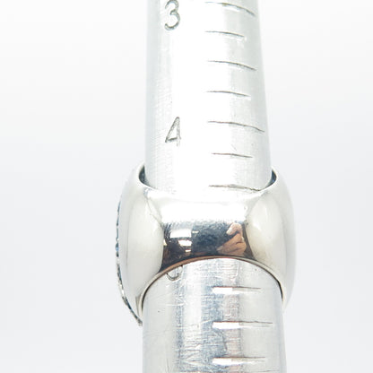 925 Sterling Silver Ocean Blue C Z Wide Ring Size 9.25