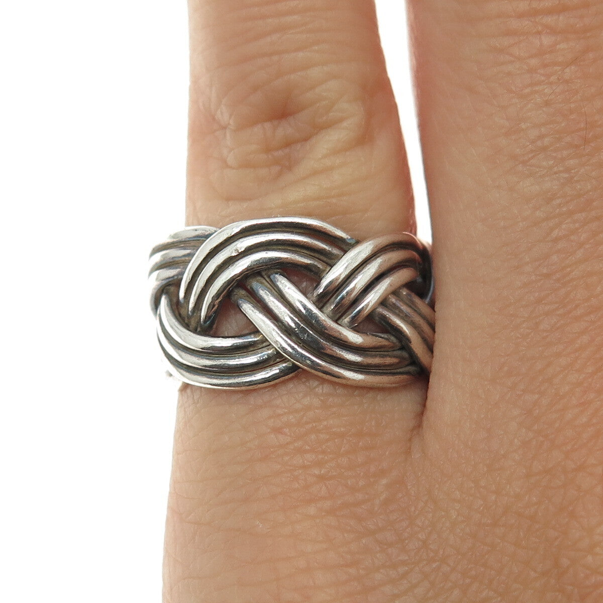 925 Sterling Silver Vintage Braided Oxidized Ring Size 5.75