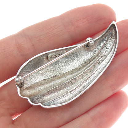 KRYPELL 925 Sterling Silver Vintage Modernist Petal Pin Brooch