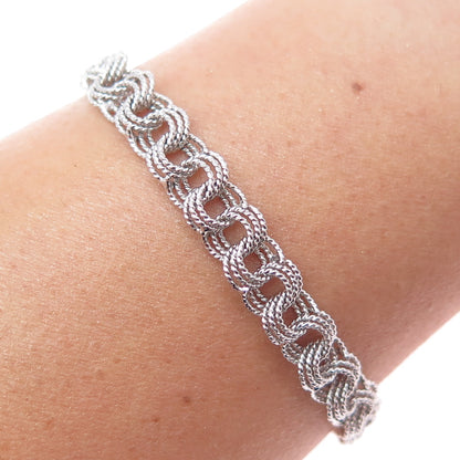 925 Sterling Silver Vintage Triple Bismark Rolo Link Bracelet 6.75"