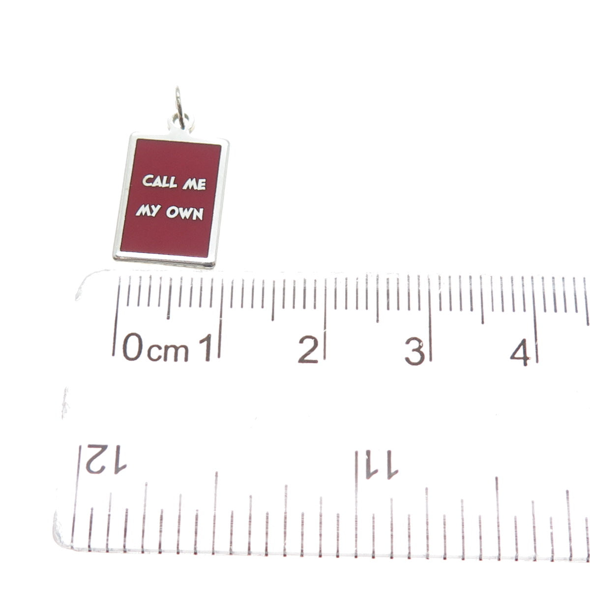 925 Sterling Silver Red Enamel Call Me My Own Minimalist Charm Pendant