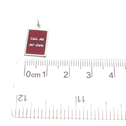 925 Sterling Silver Red Enamel Call Me My Own Minimalist Charm Pendant