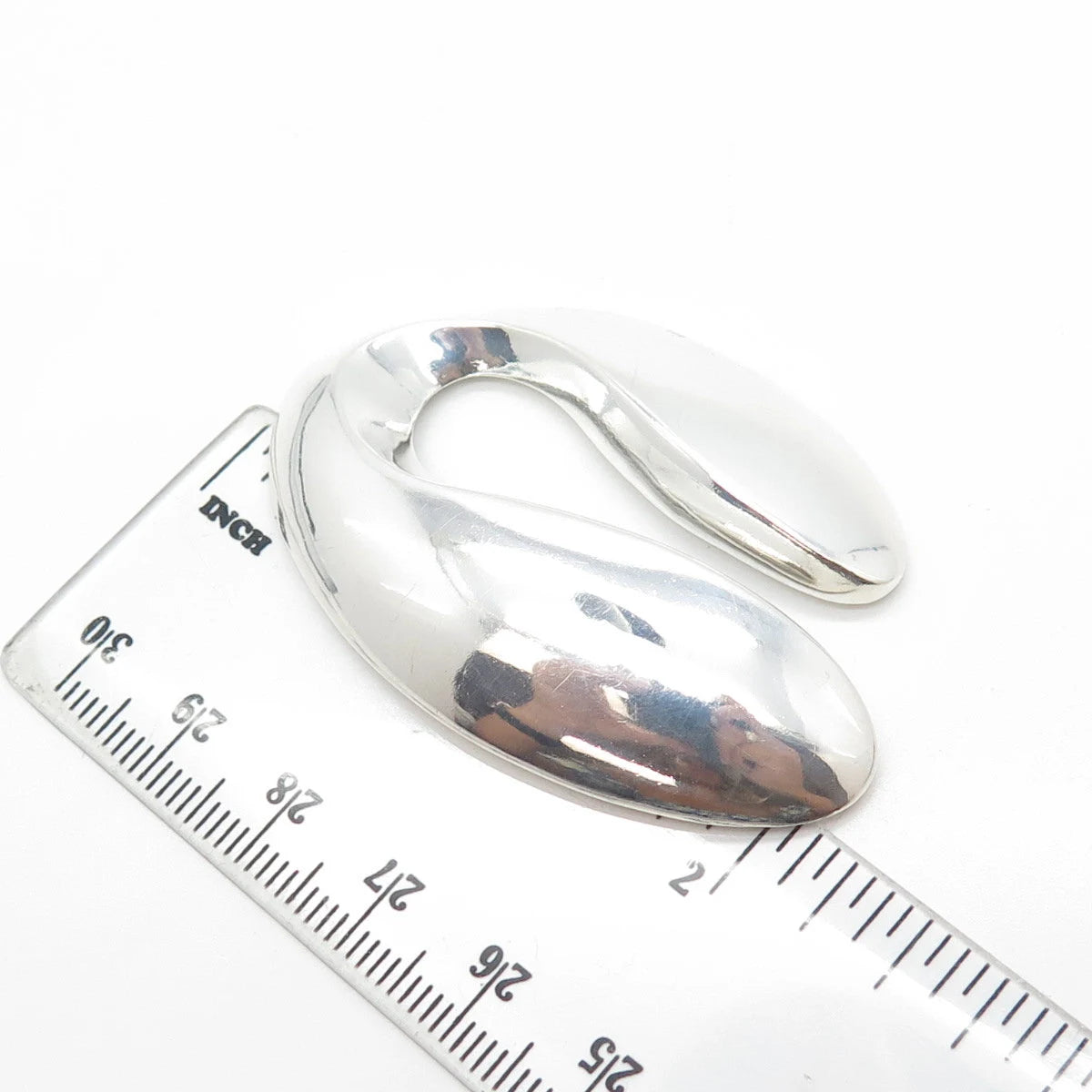 925 Sterling Silver Vintage Double Teardrop Modernist Pendant