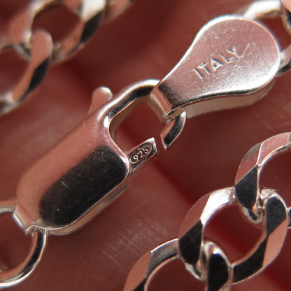 P. LUX 925 Sterling Silver Vintage Italy Curb Chain Necklace 18"