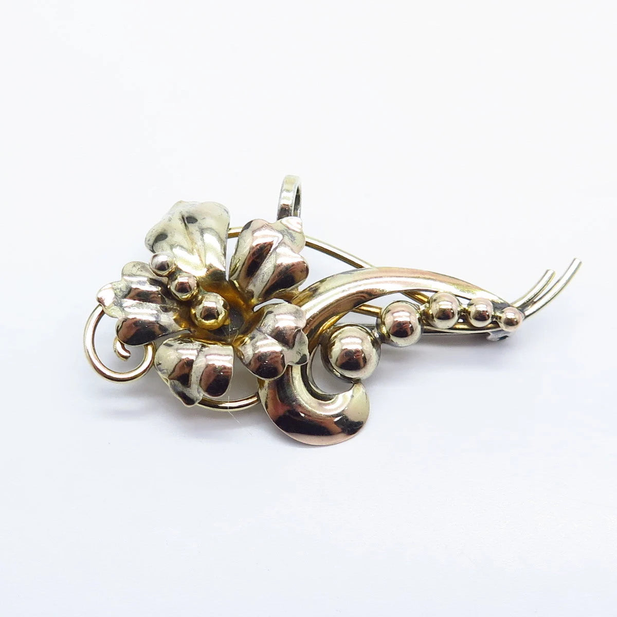 925 Sterling Silver 1/20 12K G.F. Vintage Floral in Brooch