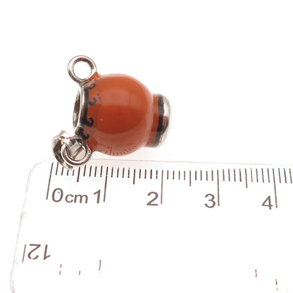 925 Sterling Silver Vintage Italy Enamel Vase 3D Mini Charm Pendant