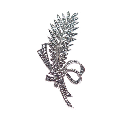 925 Sterling Silver Antique Germany Real Marcasite Pin Brooch (missing 1 stone)