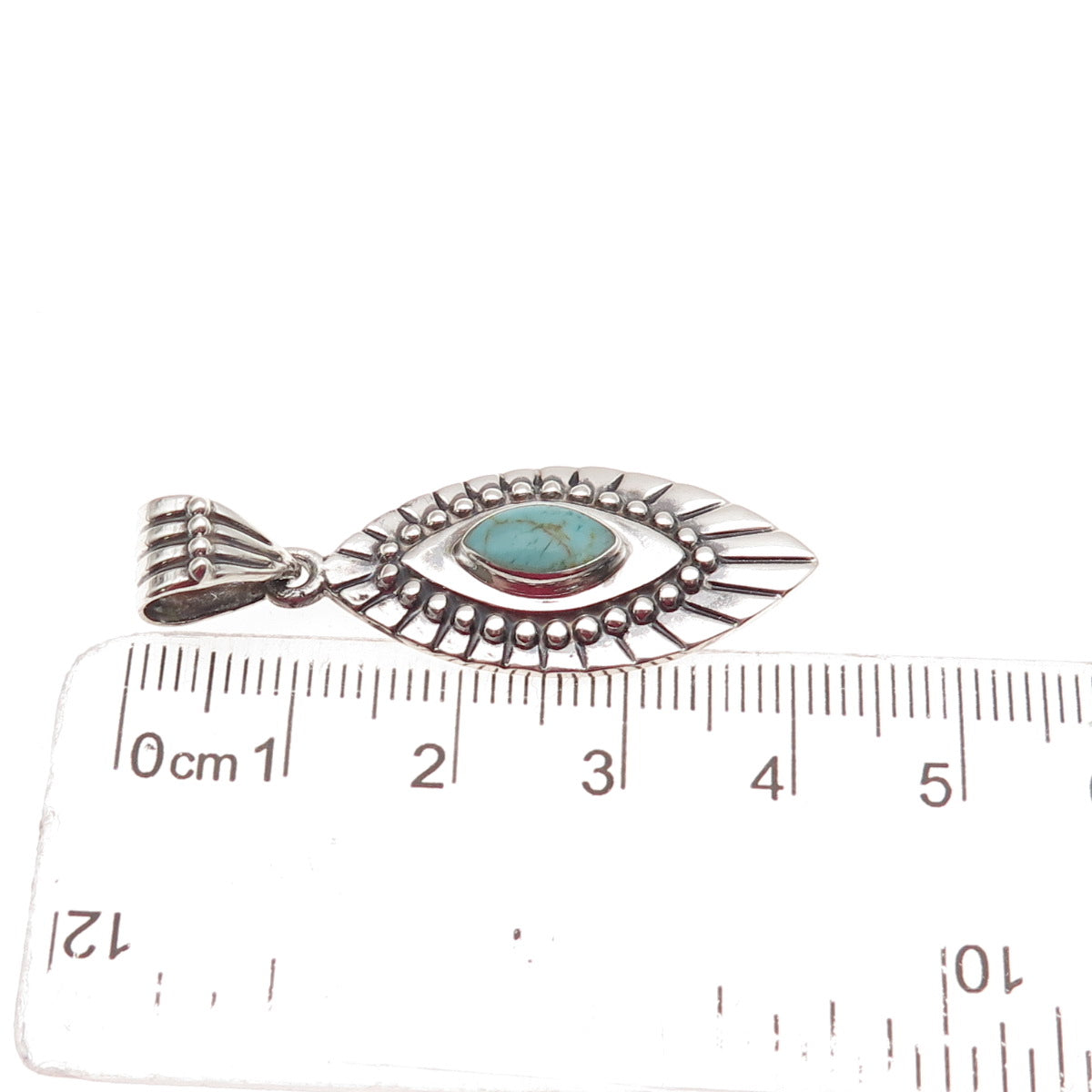 ATI Annika Witt 925 Sterling Silver Vintage Mexico Real Turquoise Charm Pendant