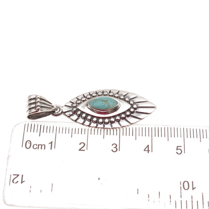 ATI Annika Witt 925 Sterling Silver Vintage Mexico Real Turquoise Charm Pendant