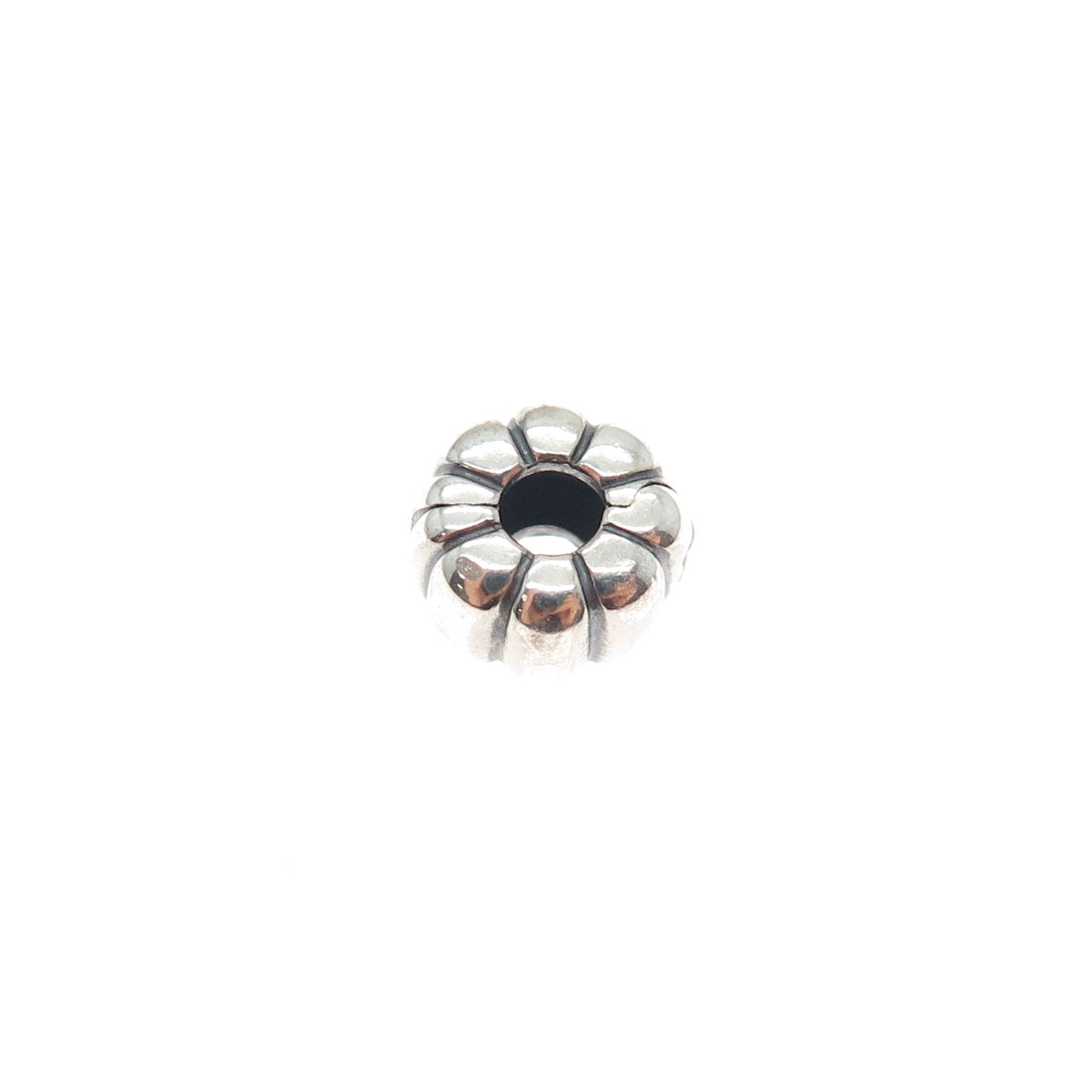 PANDORA 925 Sterling Silver Ribbed Clip Lock Charm