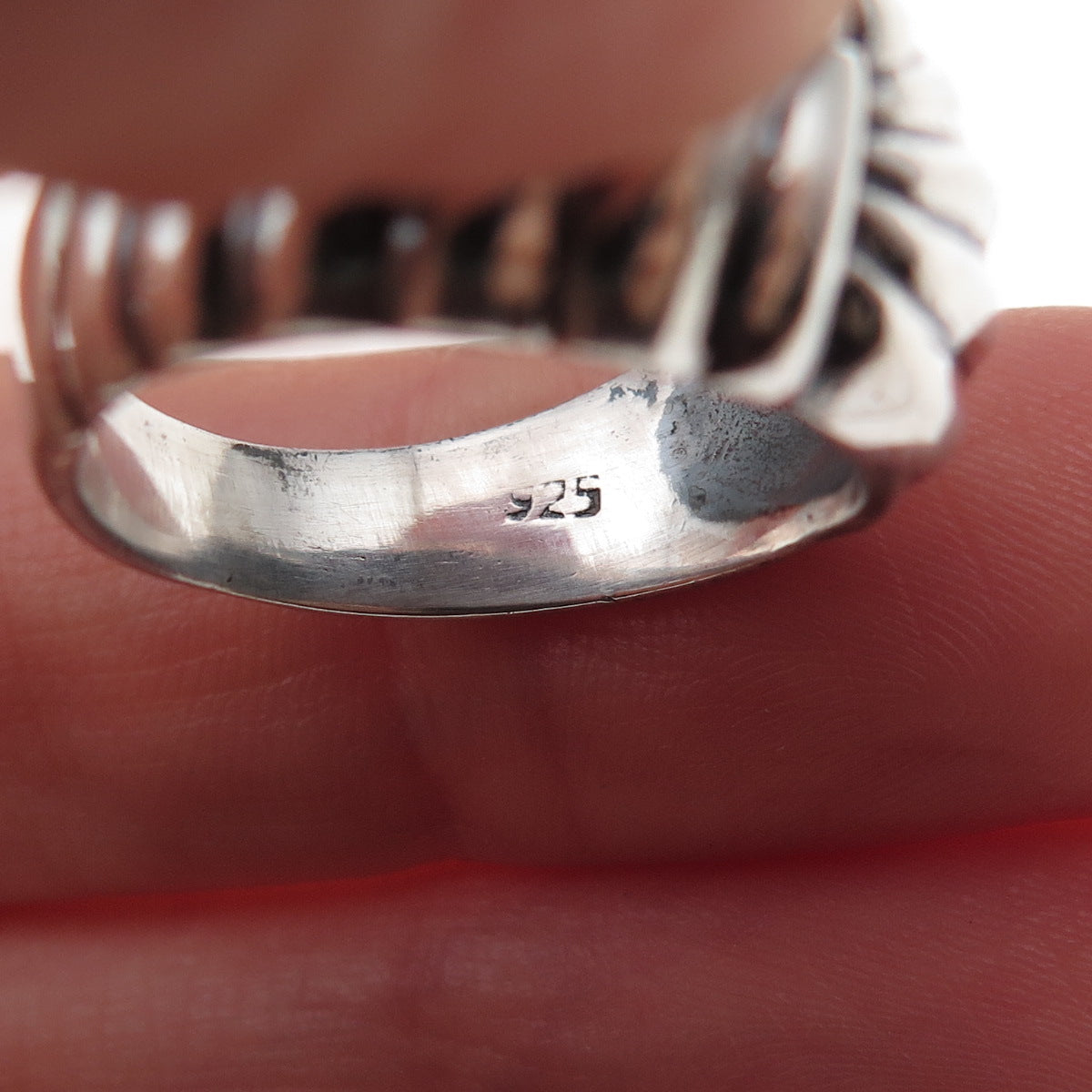 925 Sterling Silver Vintage Modernist Oxidized Ring Size 7.5