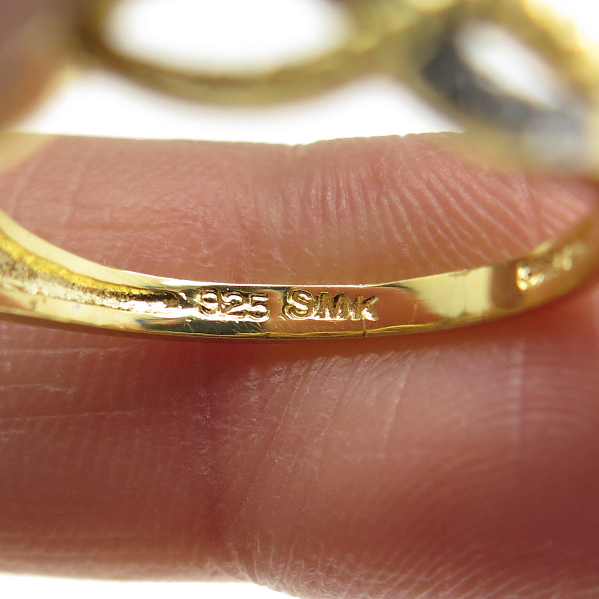 925 Sterling Silver Gold Plated Real White Diamond Infinity Ring Size 7.25