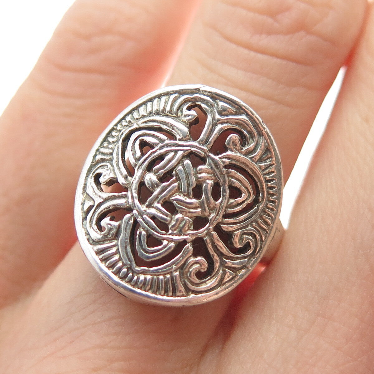 925 Sterling Silver Vintage Celtic Tribal Ring Size 7.75
