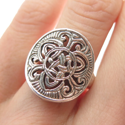 925 Sterling Silver Vintage Celtic Tribal Ring Size 7.75