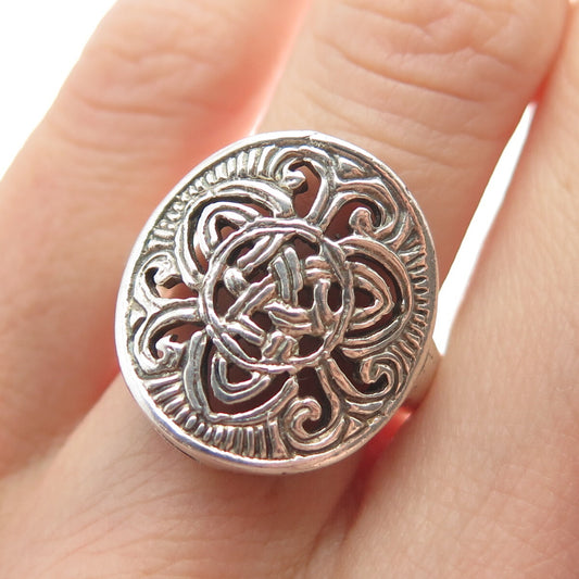 925 Sterling Silver Vintage Celtic Tribal Ring Size 7.75