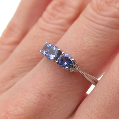 Chuck Clemency 925 Sterling Silver Real Round-Cut Tanzanite Ring Size 7