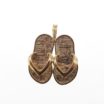 925 Sterling Silver Gold Plated Sandals 3D Charm Pendant