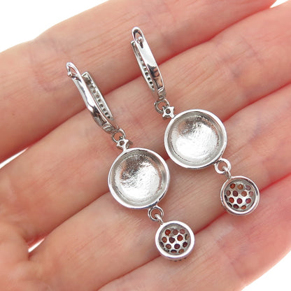 FADI 925 Sterling Silver Real Diamond & Multi-Color Gem Dangle Earrings