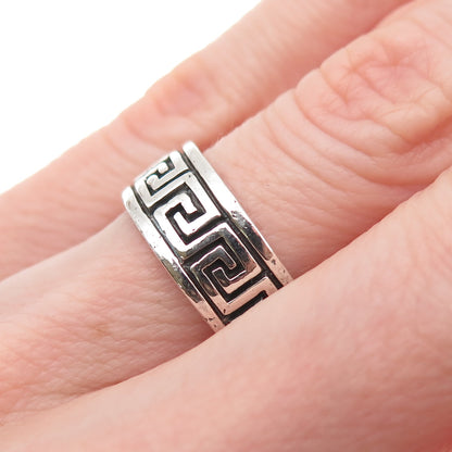 Chapal Zenray Sterling Silver Vintage Greek Maze Oxidized Band Ring Size 5.75