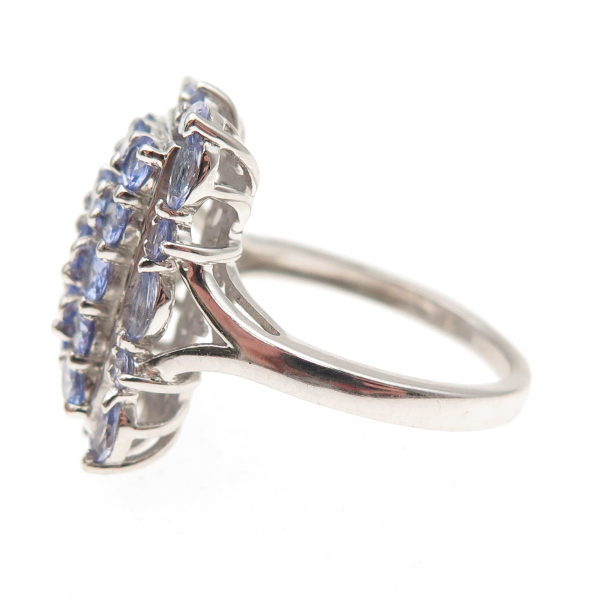 Chuck Clemency 925 Sterling Silver Real Tanzanite Cluster Ring Size 8.25