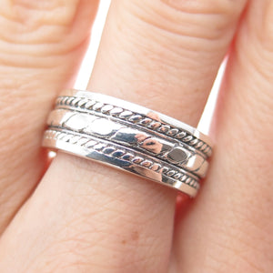 925 Sterling Silver Vintage Roped Oxidized Band Ring Size 8.75