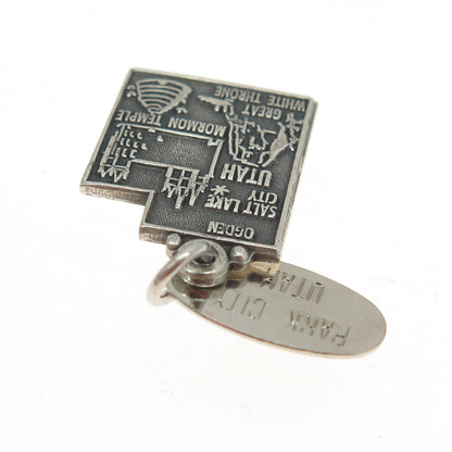 925 Sterling Silver Vintage "Utah" State Map Pendant