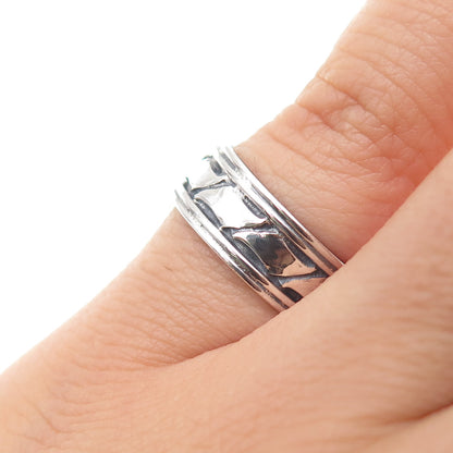 925 Sterling Silver Vintage Modernist Oxidized Band Ring Size 5.25
