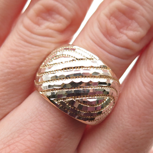 Chateau D’Argent 925 Sterling Silver 2-Tone Modernist Ring Size 6.25
