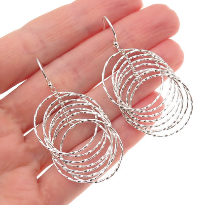925 Sterling Silver Interlocked Circle Dangle Earrings